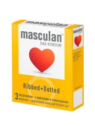 Презервативы с колечками и пупырышками Masculan Ribbed+Dotted - 3 шт. - Masculan - купить с доставкой в Ногинске