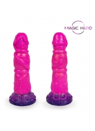 Розовый рельефный фантазийный фаллоимитатор - 20 см. - Bior toys - купить с доставкой в Ногинске