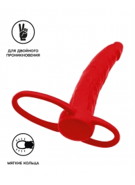 Красная насадка на пенис для двойного проникновения Black Red - 16,5 см. - ToyFa - купить с доставкой в Ногинске