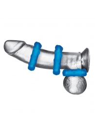 Комплект из трех голубых эрекционных колец 3-Pack Ribbed Rider Cock Ring Set - BlueLine - в Ногинске купить с доставкой