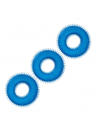 Комплект из трех голубых колец для эрекции 3-Pack Ultra-Stim Stretch Cock Rings - BlueLine - в Ногинске купить с доставкой