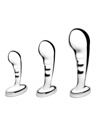 Набор из 3 стальных стимуляторов простаты Stainless Steel P-spot Training Set - b-Vibe - в Ногинске купить с доставкой