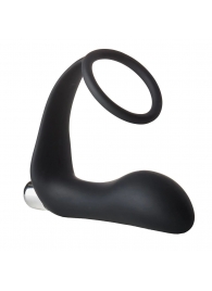 Черное эрекционное кольцо с вибропробкой Vibrating Anal Plug With Cockring - Dream Toys - в Ногинске купить с доставкой