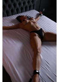 Черный кожаный набор фиксации на кровати Sex Game - БДСМ Арсенал - купить с доставкой в Ногинске