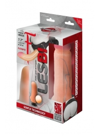 Телесный страпон Harness LESBI с вагинальной пробкой - 16,5 см. - LOVETOY (А-Полимер) - купить с доставкой в Ногинске