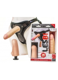 Телесный страпон Harness LESBI с вагинальной пробкой - 16,5 см. - LOVETOY (А-Полимер) - купить с доставкой в Ногинске