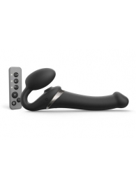 Черный безремневой страпон Multi Orgasm Size M с клиторальной стимуляцией - Strap-on-me - купить с доставкой в Ногинске