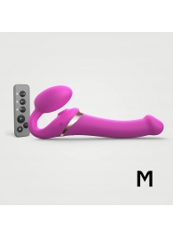 Ярко-розовый безремневой страпон Multi Orgasm Size M с клиторальной стимуляцией - Strap-on-me - купить с доставкой в Ногинске