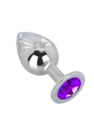 Большой плаг из стали с фиолетовым кристаллом Violet Dream - 9,5 см. - Erotic Fantasy - купить с доставкой в Ногинске