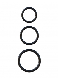 Набор из трех черных эрекционных колец Silicone 3-Ring Stamina Set - Pipedream - в Ногинске купить с доставкой