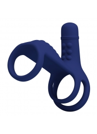 Синяя вибронасадка на пенис Vibrating Penis Sling - Baile - в Ногинске купить с доставкой