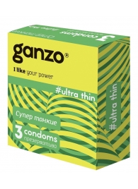 Ультратонкие презервативы Ganzo Ultra thin - 3 шт. - Ganzo - купить с доставкой в Ногинске