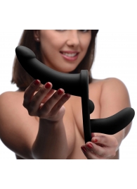 Черный вибрострапон Double Take 10X Double Penetration Vibrating Strap-on Harness - XR Brands - купить с доставкой в Ногинске