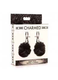 Зажимы для сосков с черным помпонами Pom Pom Nipple Clamps - XR Brands - купить с доставкой в Ногинске