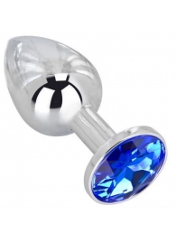 Анальное украшение BUTT PLUG  Small с синим кристаллом - 7 см. - Anal Jewelry Plug - купить с доставкой в Ногинске