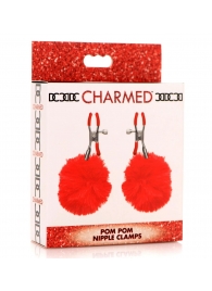 Красные зажимы на соски с помпонами Pom Pom - XR Brands - купить с доставкой в Ногинске