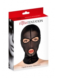 Черная сетчатая маска на голову с отверстиями для глаз и рта - Fetish Tentation - купить с доставкой в Ногинске