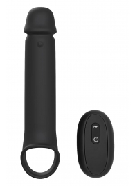 Черная насадка-удлинитель с вибрацией Vibrating Extender With Remote - Dream Toys - в Ногинске купить с доставкой