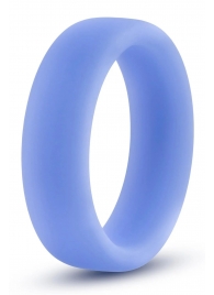 Голубое люминесцентное кольцо Silicone Glo Cock Ring - Blush Novelties - в Ногинске купить с доставкой