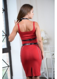 Черно-серебристая портупея-юбка plus size с цепочками - БДСМ Арсенал - купить с доставкой в Ногинске