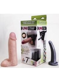 Страпон-унисекс с двумя насадками UNI strap 7  Harness - 19 и 16 см. - LOVETOY (А-Полимер) - купить с доставкой в Ногинске