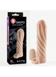 Телесная насадка-удлинитель Okoto со спиралевидным рельефом - 16 см. - Sitabella - в Ногинске купить с доставкой