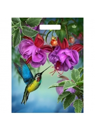 Пакет с принтом в виде колибри в цветах с вырубной ручкой (31х40 см) - Сима-Ленд - купить с доставкой в Ногинске