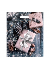 Новогодний пакет с принтом в виде подарков и вырубной ручкой (45х38 см) - Сима-Ленд - купить с доставкой в Ногинске