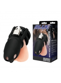 Черная клетка для пениса Silicone Small 2 in Cock Cage With Ball Divider - BlueLine - купить с доставкой в Ногинске