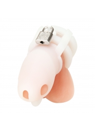 Белая клетка для пениса Silicone Small 2 in Cock Cage With Ball Divider - BlueLine - купить с доставкой в Ногинске