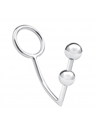 Кольцо на пенис с анальным стимулятором Two Bead Stainless Steel Anal Hook   Cock Ring - BlueLine - в Ногинске купить с доставкой