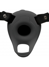 Черный полый страпон с вибрацией 2’’ Erection 28X Smooth Vibrating Silicone Penis Sheath - XR Brands - купить с доставкой в Ногинске