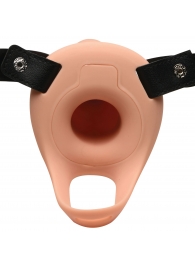 Телесный полый страпон 2  Erection 28X Smooth Vibrating Silicone Penis Sheath - 16 см. - XR Brands - купить с доставкой в Ногинске