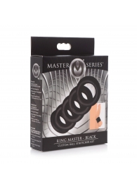 Комплект из 5 черных эрекционных колец для мошонки Ring Master Custom Ball Stretcher Kit - XR Brands - в Ногинске купить с доставкой