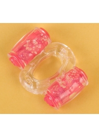 Прозрачное виброкольцо с двумя вибропульками - Toyfa Basic - в Ногинске купить с доставкой