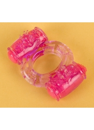 Фиолетовое виброкольцо с двумя вибропульками - Toyfa Basic - в Ногинске купить с доставкой