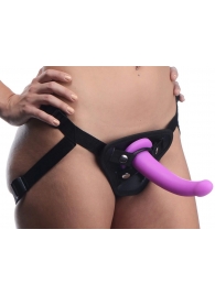 Лиловый поясной страпон Navigator Silicone G-Spot Dildo with Harness - 17,8 см. - XR Brands - купить с доставкой в Ногинске