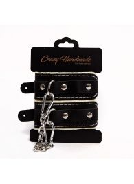 Черные скругленные наручники с мягкой бежевой подкладкой - Crazy Handmade - купить с доставкой в Ногинске
