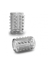 Прозрачная насадка с шипами и шишечками STAY HARD COCK SLEEVE 03 CLEAR - Blush Novelties - в Ногинске купить с доставкой