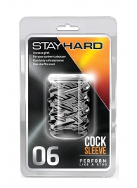Прозрачная насадка с объёмными чёрточками STAY HARD COCK SLEEVE 06 CLEAR - Blush Novelties - в Ногинске купить с доставкой