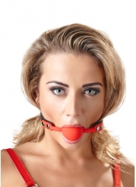 Силиконовый кляп-шар на чёрных ремешках Red Gag silicone - Orion - купить с доставкой в Ногинске