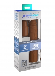 Коричневая насадка на член 2  Silicone X-tension - 20,3 см. - Pipedream - в Ногинске купить с доставкой