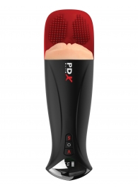 Телесный мастурбатор-вагина в черной колбе с вибрацией Fuck-O-Matic Pro XL - Pipedream - в Ногинске купить с доставкой