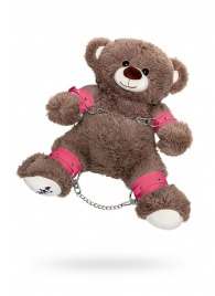 Бондажный набор: бурый мишка с розовыми оковами и наручниками - Pecado - купить с доставкой в Ногинске