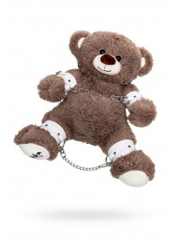 Бондажный набор: бурый мишка с белыми оковами и наручниками - Pecado - купить с доставкой в Ногинске
