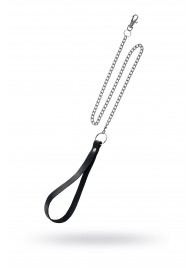 Поводок с ручкой из черной натуральной кожи и карабином для ошейника - Pecado - купить с доставкой в Ногинске