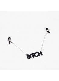 Зажимы на соски с кожаной подвеской Bitch - Crazy Handmade - купить с доставкой в Ногинске