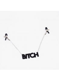 Зажимы на соски с кожаной подвеской Bitch - Crazy Handmade - купить с доставкой в Ногинске