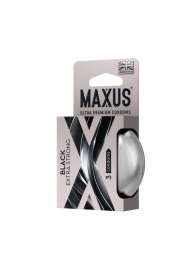Черные утолщенные презервативы MAXUS Extra Strong с железным кейсом - 3 шт. - Maxus - купить с доставкой в Ногинске
