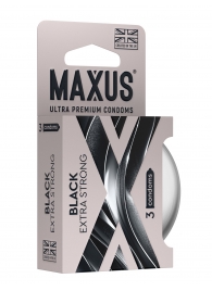 Черные утолщенные презервативы MAXUS Extra Strong с железным кейсом - 3 шт. - Maxus - купить с доставкой в Ногинске